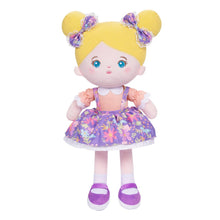 Carica l&#39;immagine nel visualizzatore di Gallery, OUOZZZ Personalized Purple Floral Dress Blue Eyes Plush Baby Girl Doll Only Doll