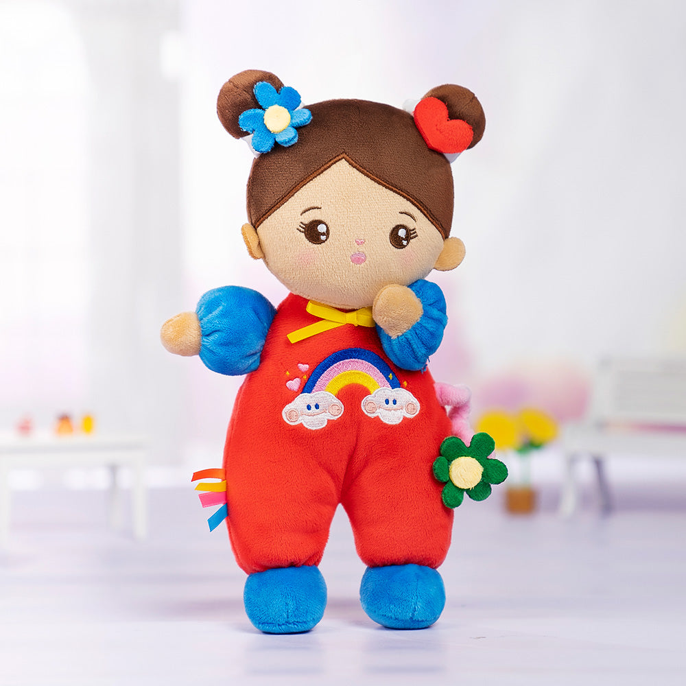 Mini Bambola Per Bambina In Peluche Color Pelle Marrone Personalizzata