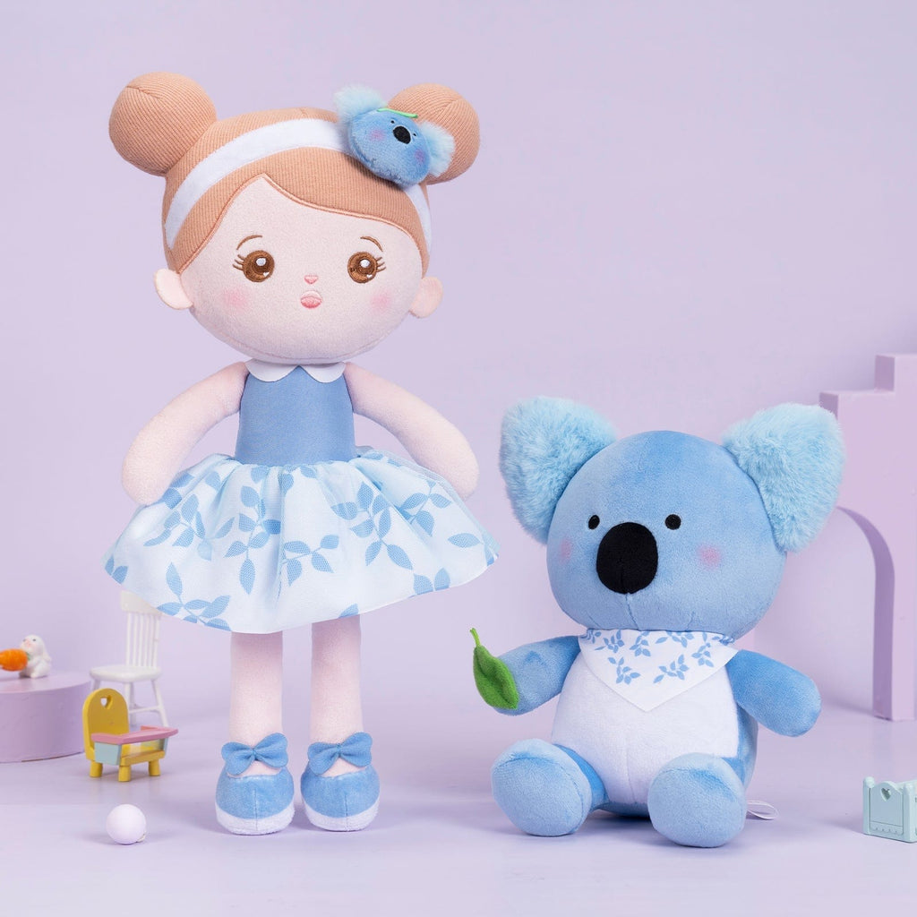 OUOZZZ Personalized Blue Koala Plush Baby Girl Doll Koala Set