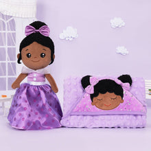 Carica l&#39;immagine nel visualizzatore di Gallery, OUOZZZ Personalized Deep Skin Tone Plush Purple Princess Doll