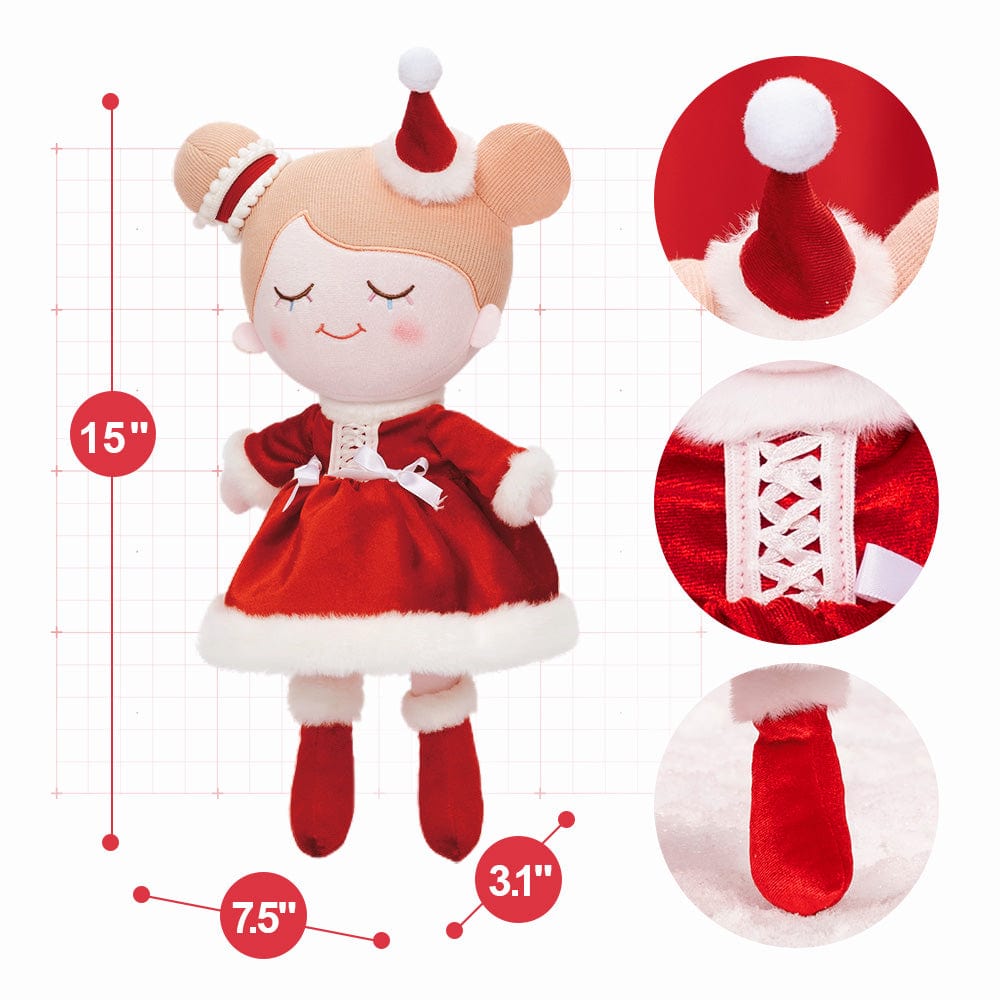OUOZZZ Personalized Red Christmas Plush Baby Girl Doll