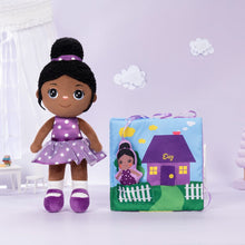 Carica l&#39;immagine nel visualizzatore di Gallery, lovinglydoll Personalized Deep Skin Tone Plush Doll Purple Nevaeh Doll+Book