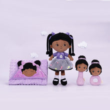 Carica l&#39;immagine nel visualizzatore di Gallery, OUOZZZ Personalized Purple Deep Skin Tone Plush Ash Doll Ash+Blanket (47&quot; x 47&quot;)+Rattles
