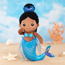 Carica l&#39;immagine nel visualizzatore di Gallery, Personalizzato Deep Skin Tone Fantasy Mermaid Peluche Baby Girl Doll