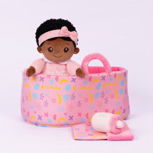 Carica l&#39;immagine nel visualizzatore di Gallery, Personalizedoll Personalized  Pink Mini Deep Skin Tone Plush Baby Girl Doll &amp; Gift Set