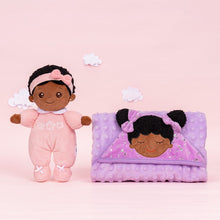 Carica l&#39;immagine nel visualizzatore di Gallery, OUOZZZ Personalized Deep Skin Tone Pink Mini Plush Baby Doll Mini doll