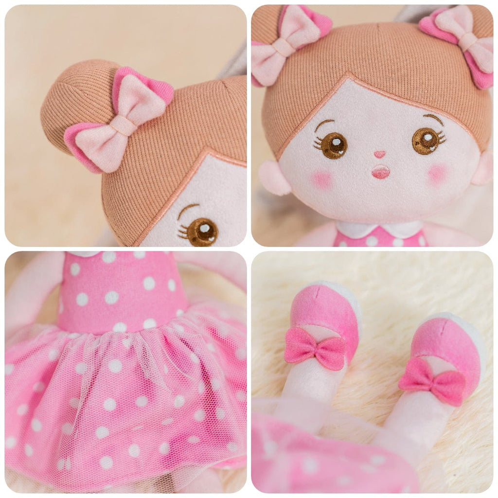 OUOZZZ Personalized Abby Pink Doll with Pink Baby Rainbow Dress