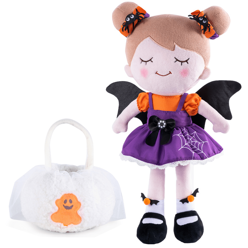 OUOZZZ Personalized Little Witch Plush Doll Gift Set Doll & White Basket